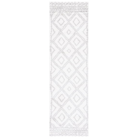 SAFAVIEH Berber Daphale Abstract Shag Area Rug, 8' x 10', Ivory/Grey