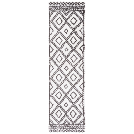 SAFAVIEH Berber Daphale Abstract Shag Area Rug, 9' x 12', Ivory/Dark Grey