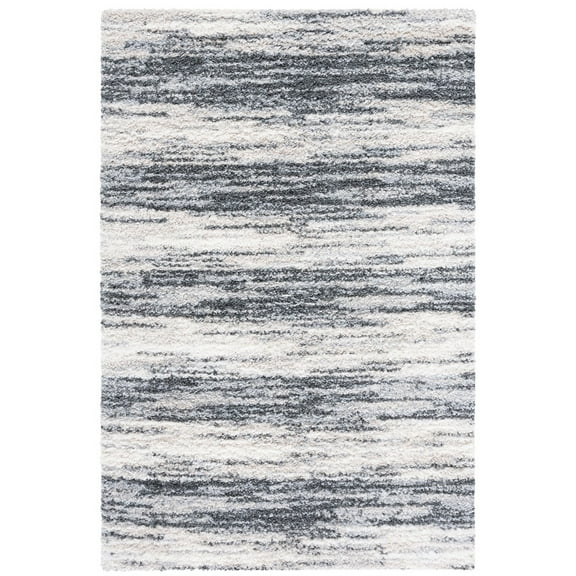 SAFAVIEH Berber Darion Abstract Shag Area Rug, Charcoal/Grey, 5'5" x 7'7"