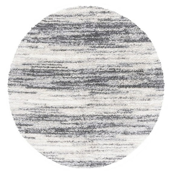 SAFAVIEH Berber Darion Abstract Shag Area Rug, Charcoal/Grey, 6'7" x 6'7" Round