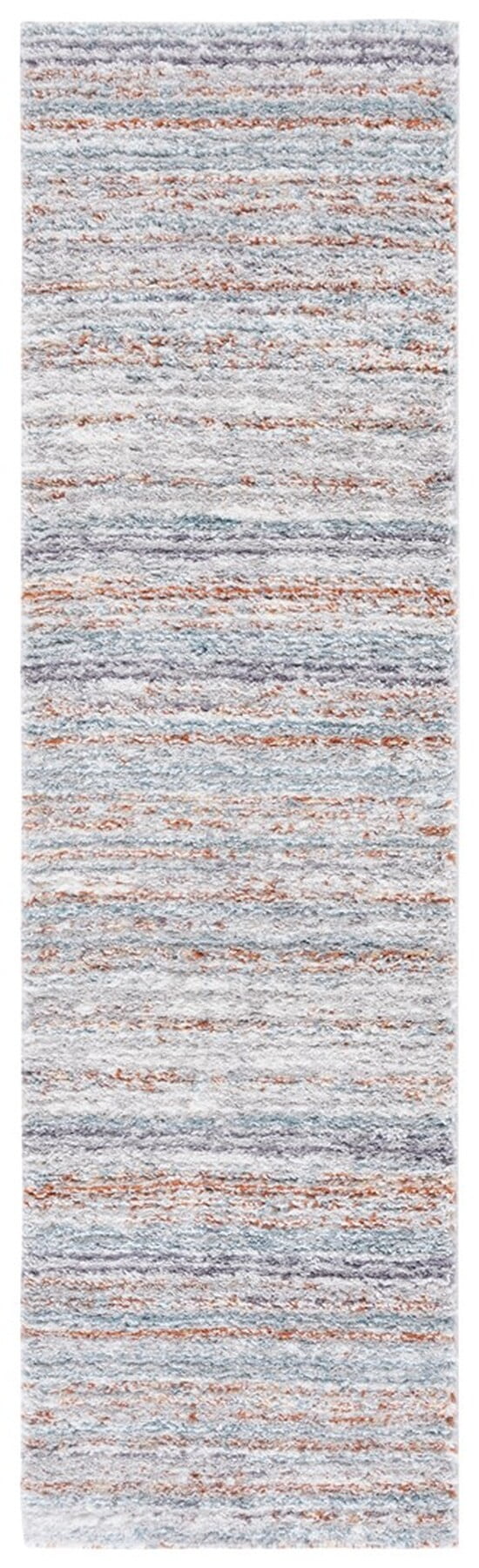 Blue Synthetic Flat Woven Shag Rug, 2' 3" x 8'