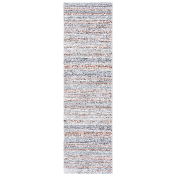 SAFAVIEH Berber Dayna Abstract Shag Area Rug, 2'3" x 8' Runner, Blue Rust/Ivory