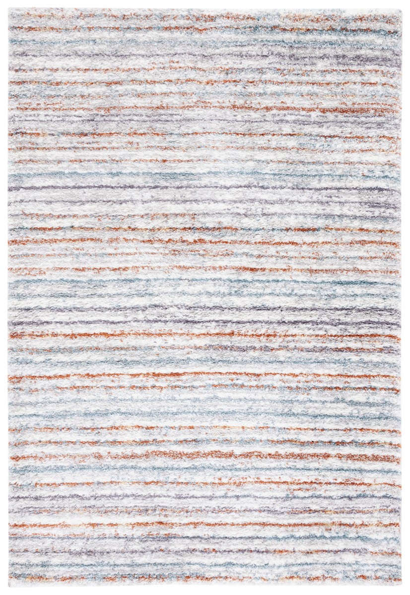 SAFAVIEH Berber Dayna Abstract Shag Area Rug, 4'5" x 6'5", Blue Rust/Ivory