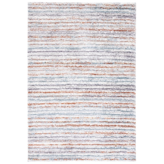 SAFAVIEH Berber Dayna Abstract Shag Area Rug, 4'5" x 6'5", Blue Rust/Ivory