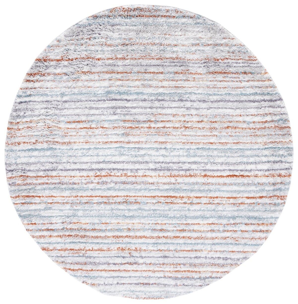 SAFAVIEH Berber Dayna Abstract Shag Area Rug, 7' x 7' Round, Blue Rust ...