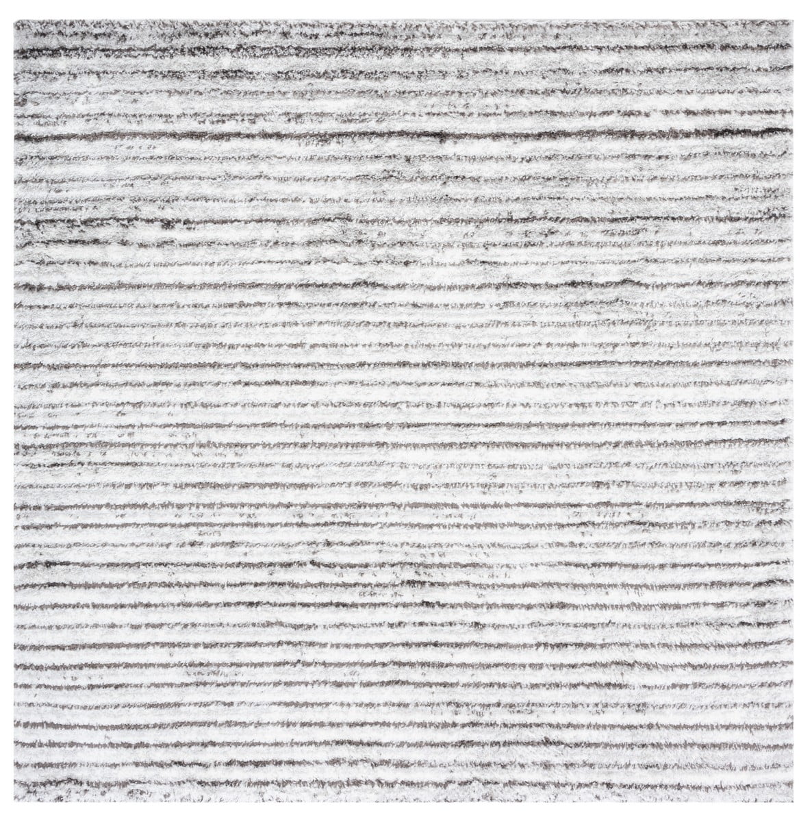 Gray and Dark Gray 7' Square Synthetic Shag Rug