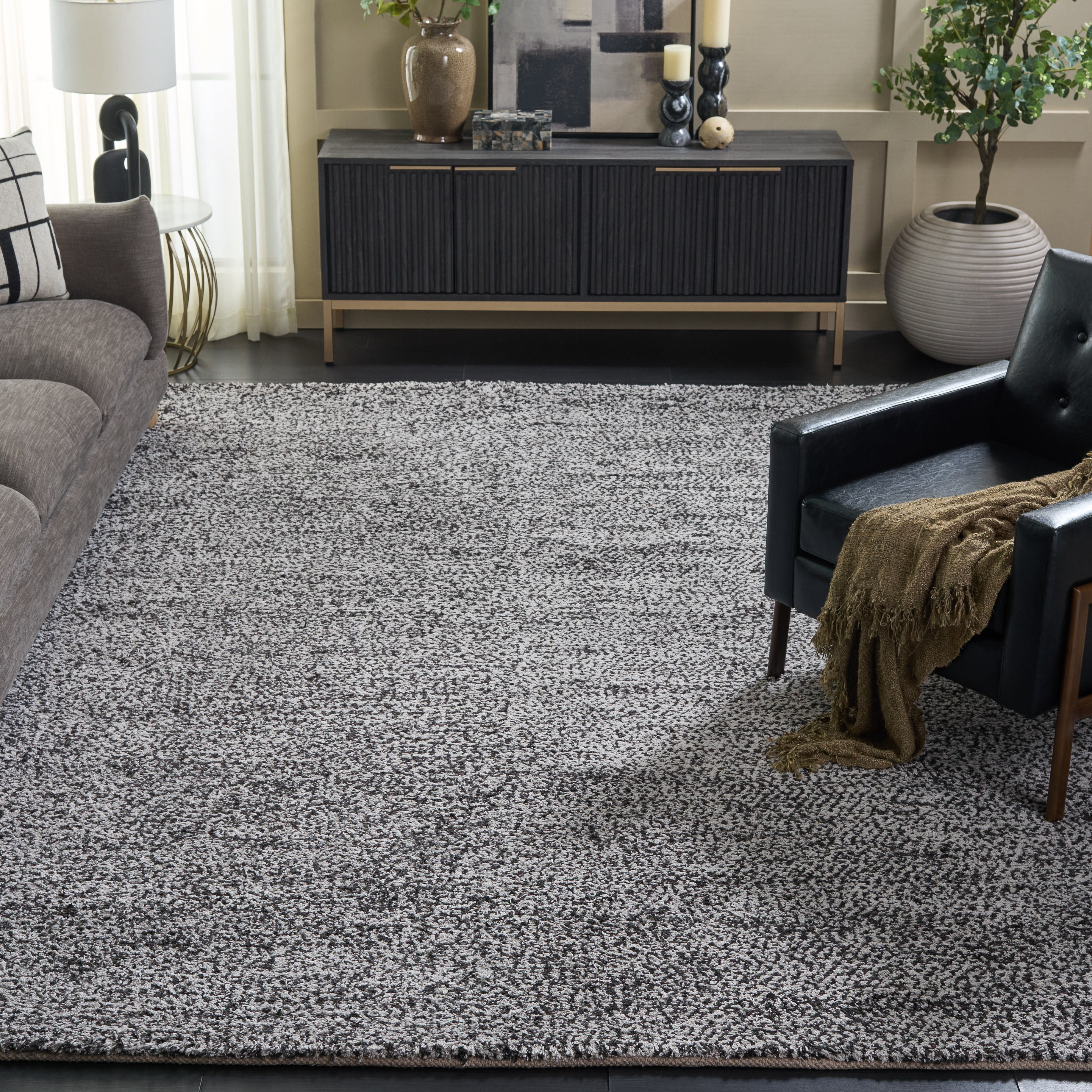 SAFAVIEH Berber Deena Distressed Area Rug, Ivory/Black, 8' x 10'