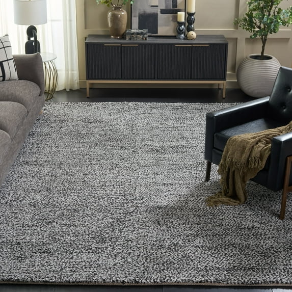 SAFAVIEH Berber Deena Distressed Area Rug, Ivory/Black, 8' x 10'