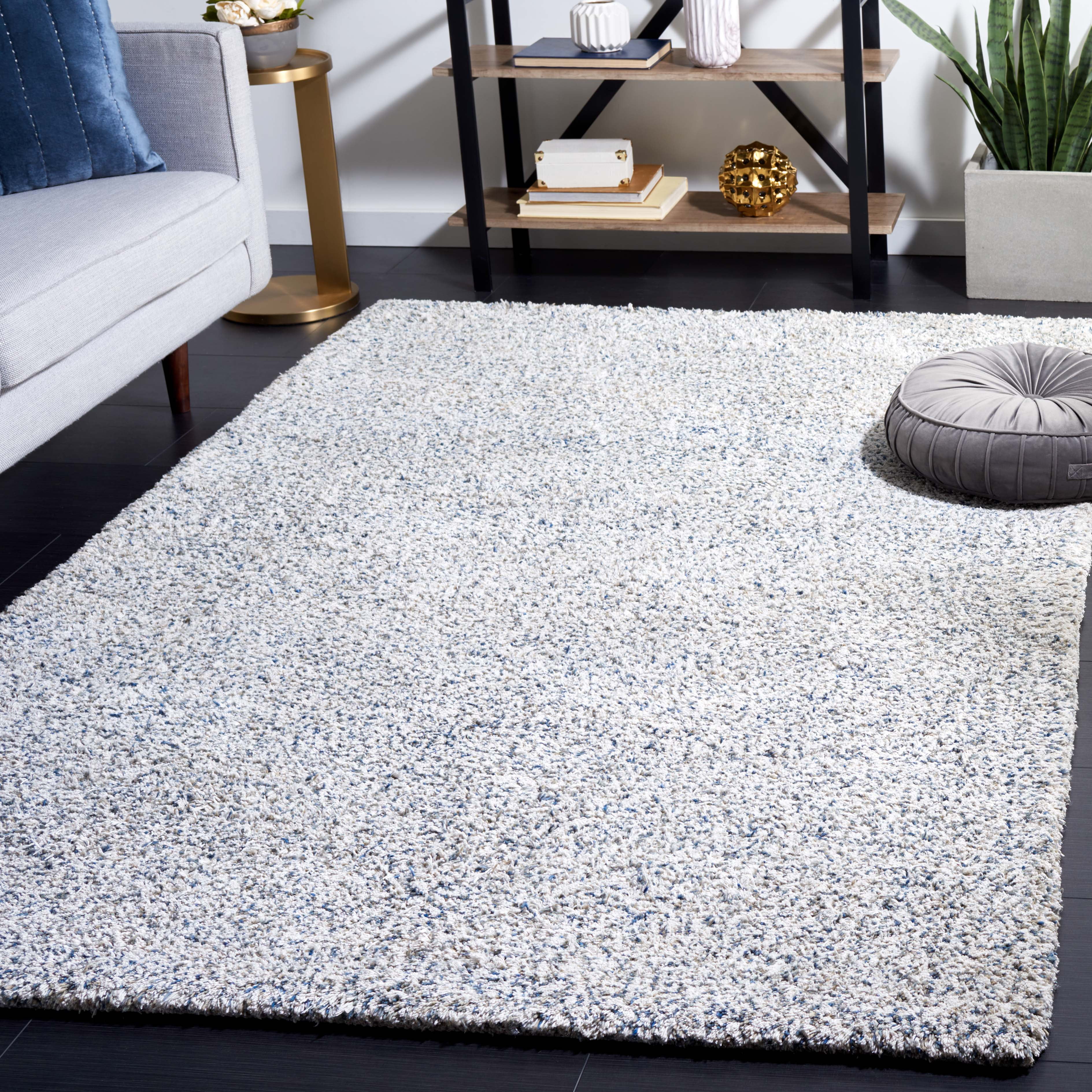 SAFAVIEH Berber Deena Distressed Area Rug, Ivory/Blue, 4' x 6'