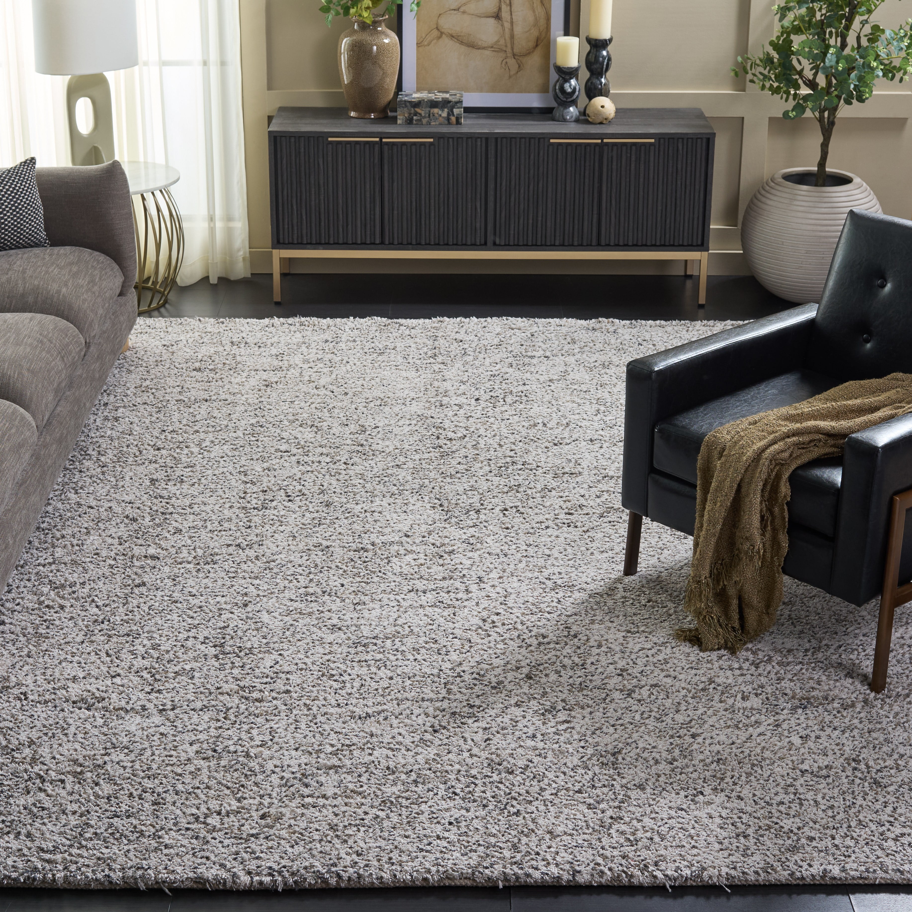 SAFAVIEH Berber Deena Distressed Area Rug, Ivory/Dark Gray, 8' x 10'