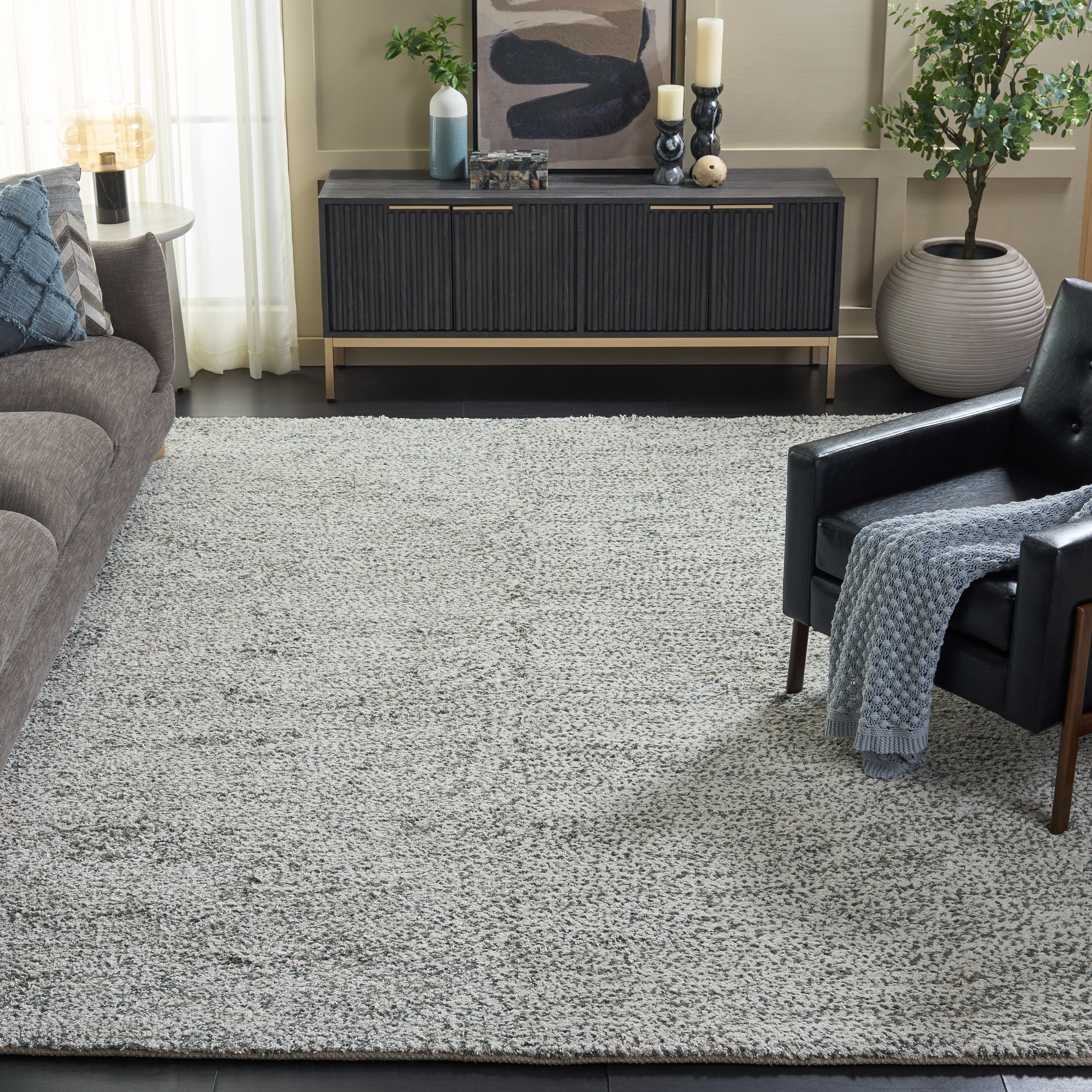 SAFAVIEH Berber Deena Distressed Area Rug, Ivory/Sage, 8' x 10'