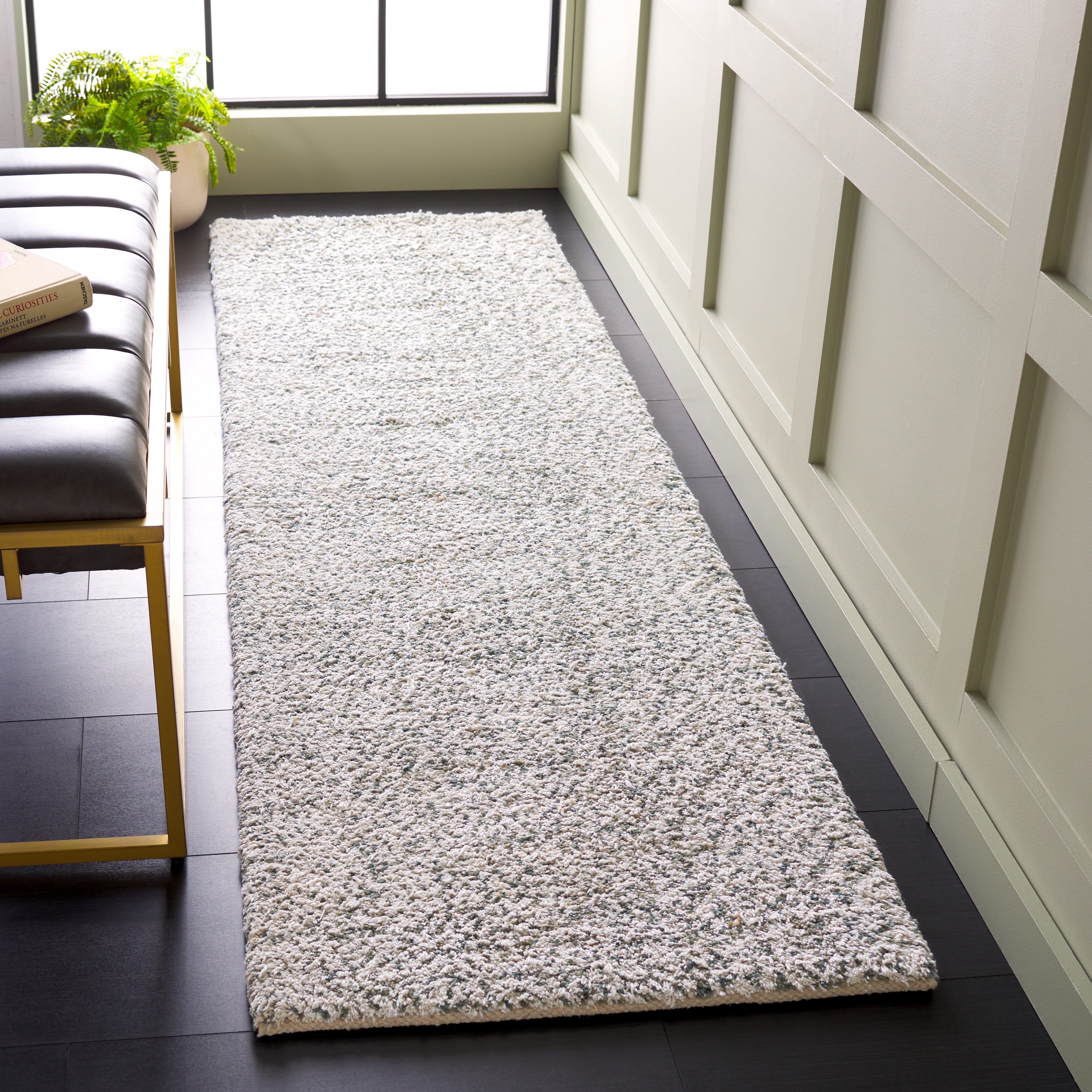 SAFAVIEH Berber Deena Distressed Runner Rug, Ivory/Green, 2'3" x 8'