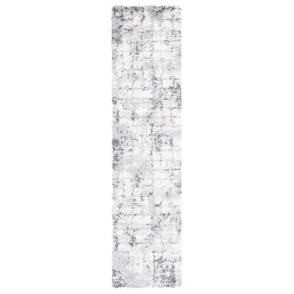SAFAVIEH Berber Deonne Abstract Shag Area Rug, 2'2" x 9' Runner, Grey/Ivory