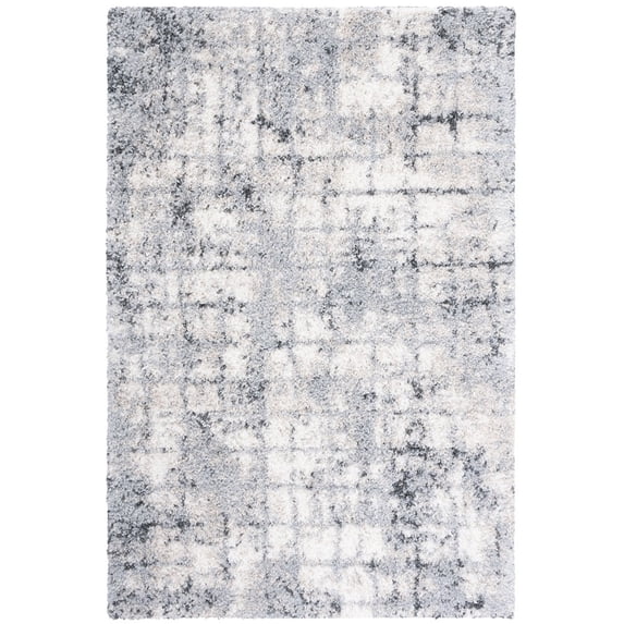 SAFAVIEH Berber Deonne Abstract Shag Area Rug, 6'7" x 8'7", Grey/Ivory