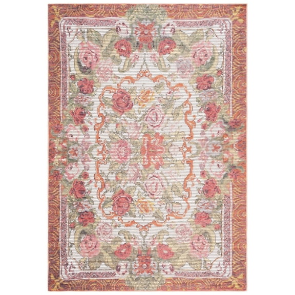 SAFAVIEH Berber Dusan Abstract Shag Area Rug, 5'5" x 7'7", Blue Rust/Ivory