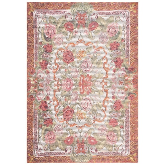 SAFAVIEH Berber Dusan Abstract Shag Area Rug, 7' x 7' Square, Blue Rust/Ivory