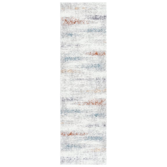 SAFAVIEH Berber Endika Abstract Shag Area Rug, 2'3" x 8' Runner, Blue Rust/Ivory