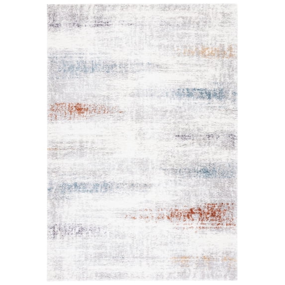 SAFAVIEH Berber Endika Abstract Shag Area Rug, 7' x 7' Round, Blue Rust/Ivory