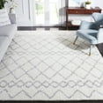 thumbnail image 1 of SAFAVIEH Berber Feride Geometric Shag Area Rug, Ivory/Light Gray, 6'7" x 6'7" Square, 1 of 11
