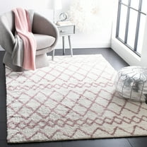 SAFAVIEH Berber Feride Geometric Shag Area Rug, Ivory/Light Rose, 5'1" x 7'6"