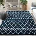thumbnail image 1 of SAFAVIEH Berber Feride Geometric Shag Area Rug, Navy/Ivory, 4' x 6', 1 of 11