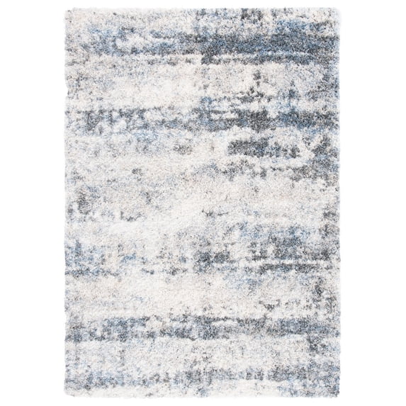 SAFAVIEH Berber Floella Abstract Shag Area Rug, 5'3" x 7'6", Ivory/Charcoal