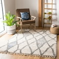 thumbnail image 1 of SAFAVIEH Berber Fringe Amyas Geometric Shag Area Rug, Cream/Blue, 6'7" x 6'7" Square, 1 of 10