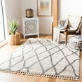 thumbnail image 1 of SAFAVIEH Berber Fringe Amyas Geometric Shag Area Rug, Creme/Black, 6' x 9', 1 of 10