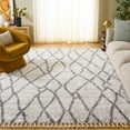thumbnail image 1 of SAFAVIEH Berber Fringe Amyas Geometric Shag Area Rug, Creme/Black, 9' x 12', 1 of 10