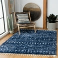 thumbnail image 1 of SAFAVIEH Berber Fringe Nathan Aztec Shag Area Rug, Dark Blue/Ivory, 6'7" x 9', 1 of 11