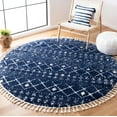 thumbnail image 1 of SAFAVIEH Berber Fringe Nathan Aztec Shag Area Rug, Dark Blue/Ivory, 6'7" x 6'7" Round, 1 of 11