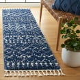 thumbnail image 1 of SAFAVIEH Berber Fringe Nathan Aztec Shag Runner Rug, Dark Blue/Ivory, 2'2" x 8', 1 of 11