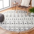 thumbnail image 1 of SAFAVIEH Berber Fringe Vinal Aztec Shag Area Rug, Cream/Dark Gray, 3' x 3' Round, 1 of 10