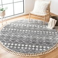 thumbnail image 1 of SAFAVIEH Berber Fringe Vinal Aztec Shag Area Rug, Gray/Ivory, 5' x 5' Round, 1 of 10