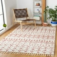 thumbnail image 1 of SAFAVIEH Berber Fringe Vinal Aztec Shag Area Rug, Ivory/Rust, 4' x 6', 1 of 11