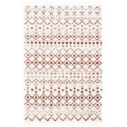 SAFAVIEH Berber Fringe Shag Vinal Aztec Area Rug, Ivory/Rust, 6'7" x 9'