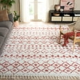 thumbnail image 1 of SAFAVIEH Berber Fringe Vinal Aztec Shag Area Rug, Ivory/Rust, 9' x 12', 1 of 11