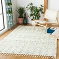 thumbnail image 1 of SAFAVIEH Berber Fringe Vinal Aztec Shag Area Rug, Ivory/Sage, 5'3" x 7'6", 1 of 11