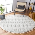thumbnail image 1 of SAFAVIEH Berber Fringe Vinal Aztec Shag Area Rug, Ivory/Sage, 6'7" x 6'7" Round, 1 of 11