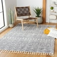 thumbnail image 1 of SAFAVIEH Berber Fringe Vinal Aztec Shag Area Rug, Light Gray/Ivory, 6'7" x 9', 1 of 11
