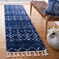 thumbnail image 1 of SAFAVIEH Berber Fringe Vinal Aztec Shag Runner Rug, Navy/Ivory, 2'2" x 8', 1 of 11