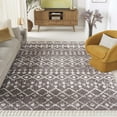 thumbnail image 1 of SAFAVIEH Berber Fringe Vinal Aztec Shag Area Rug, Brown/Ivory, 6'7" x 6'7" Square, 1 of 12