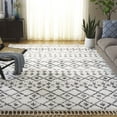 thumbnail image 1 of SAFAVIEH Berber Fringe Vinal Aztec Shag Area Rug, Cream/Dark Gray, 6'7" x 6'7" Square, 1 of 12