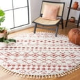 thumbnail image 1 of SAFAVIEH Berber Fringe Vinal Aztec Shag Area Rug, Ivory/Rust, 6'7" x 6'7" Round, 1 of 11