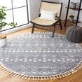 thumbnail image 1 of SAFAVIEH Berber Fringe Vinal Aztec Shag Area Rug, Light Gray/Ivory, 6'7" x 6'7" Round, 1 of 11