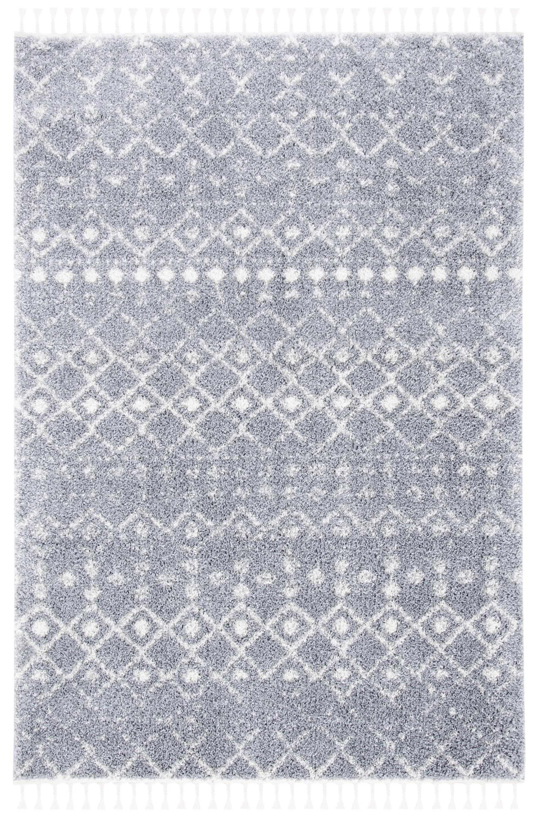 SAFAVIEH Berber Fringe Vinal Aztec Shag Area Rug, Light Grey/Ivory, 9 ...