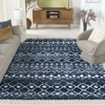 thumbnail image 1 of SAFAVIEH Berber Fringe Vinal Aztec Shag Area Rug, Navy/Ivory, 8' x 10', 1 of 11
