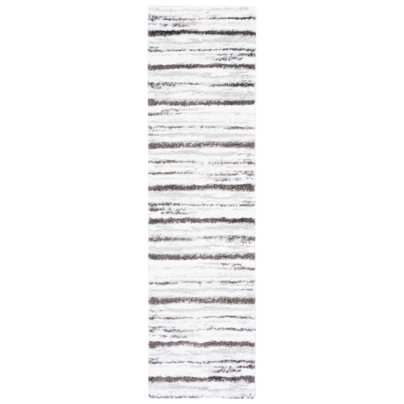 SAFAVIEH Berber Grayson Abstract Shag Area Rug, 2'3" x 8' Runner, Light Grey/Dark Grey