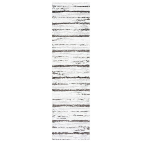 SAFAVIEH Berber Grayson Abstract Shag Area Rug, 2'3" x 8' Runner, Light Grey/Dark Grey