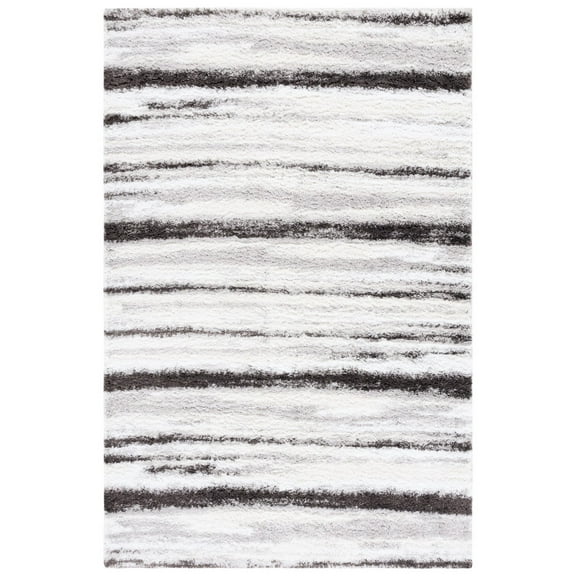 SAFAVIEH Berber Grayson Abstract Shag Area Rug, 5'5" x 7'7", Light Grey/Dark Grey
